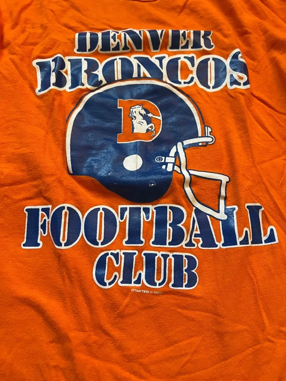 STARTER Orange Denver Broncos Helmet Graphic Tee - Picture 5 of 7
